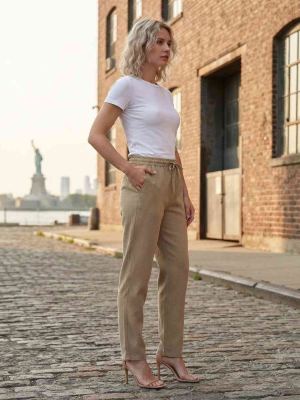 Pantalon long décontracté femme, jambe droite