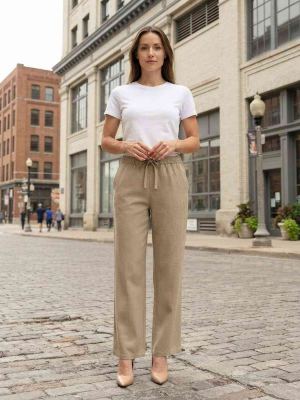 Pantalon long décontracté femme, jambe droite