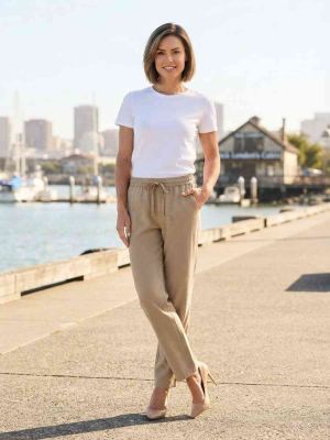 Pantalon long femme décontracté, jambe droite, sport, cordon de serrage