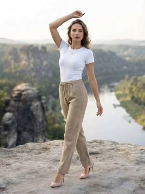 Pantalon long femme jambe droite décontracté