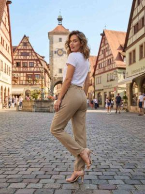 Pantalon long femme jambe droite casual
