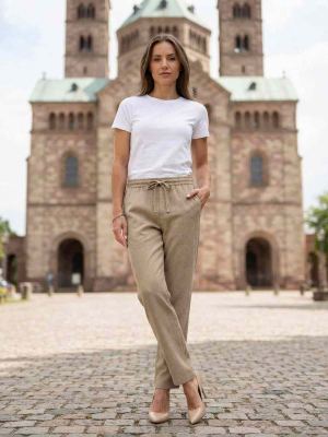 Pantalon long femme décontracté, jambe droite, sport, cordon de serrage