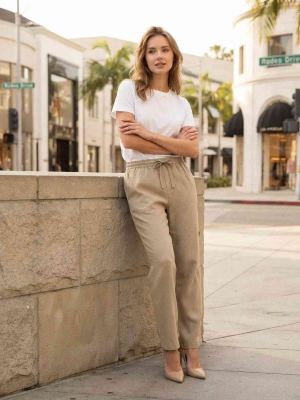 Pantalon long femme jambe droite décontracté