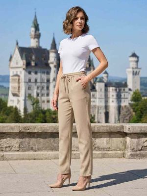 Pantalon long femme jambe droite décontracté