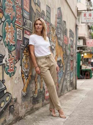 Pantalon long femme, jambe droite, casual sportif, cordon, usage quotidien
