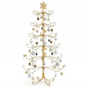 Sapin Noël or 6pi, sommet flocon, décor PVC, sans accessoires