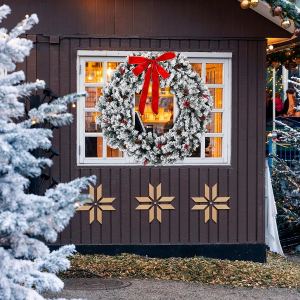 Couronne Noël préclairée 48 po, 150 lumières, 450 branches PVC