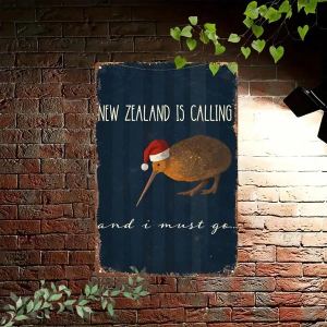 CIFbuy Kiwi Nouvelle-Zélande chapeau Noël, plaque métal 2D vintage