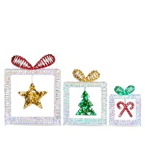 3 boîtes cadeaux LED Noël, 357 lumières blanches