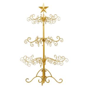 Sapin Noël fer forgé 3pi, présentoir ornements or décor intérieur extérieur