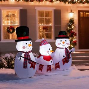 Décoration gonflable Noël 6,2pi, famille bonhommes neige