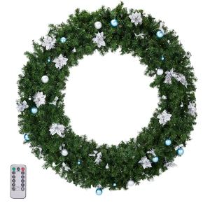 Couronne Noël 48po prééclairée 150 lumières LED