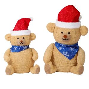 2x Ourson Noël illuminé, 60 LED blanc chaud, décor intérieur/extérieur