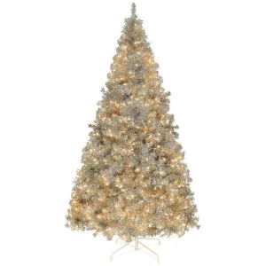 Sapin Noël Pré-éclairé 6pi 300 Lumières Télécommande Argent