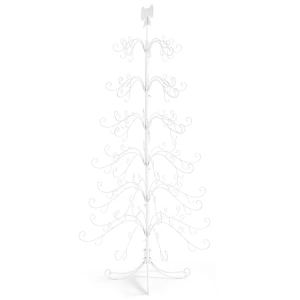 Sapin Noël 6pi blanc PVC métal nœud décor quotidien