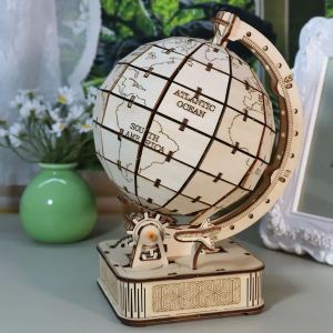 Puzzle 3D bois globe modèle DIY artisanal