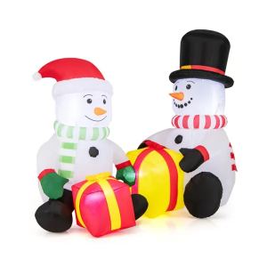 Bonhomme de neige gonflable 5 pi Noël avec boîtes cadeaux