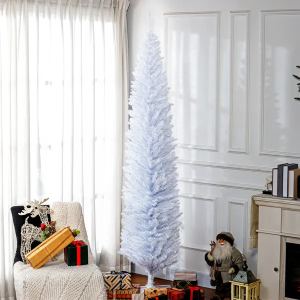 HOMCOM Sapin Noël 8' artificiel 618 branches, blanc