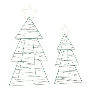 Décorations Noël métal 2pc, 150 LED vertes/blanches