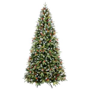 Sapin Noël artificiel 6 pi LED, 1593 branches, cônes, base pliable