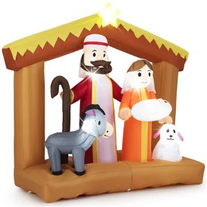 Crèche gonflable 6 pi, 6 LED intégrées, résistante aux intempéries