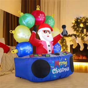 Père Noël DJ gonflable 6pi LED RGB musique décor