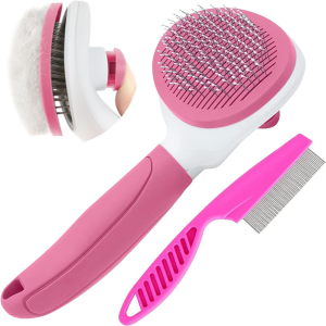 Brosse chat/chien mue poil peigne métal autonettoyant