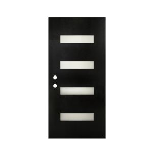 Porte d'entrée fibre de verre 36 x 80, verre dépoli, fini noir