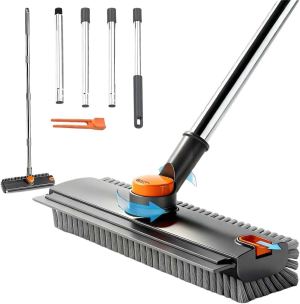 Brosse plancher 54 po ajustable gris/orange 3 en 1