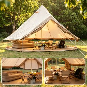Tente cloche Oxford camping 13,1 pi, 4-8 personnes, beige