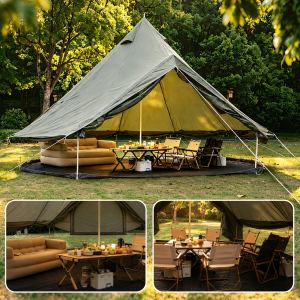 Tente cloche Oxford camping 13,1 pi, 4-8 personnes, vert
