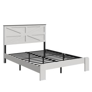 Lit plate-forme Full bois, tête lit, rangement