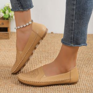 Chaussures femme casual tricotées coutures faites main couleur unie