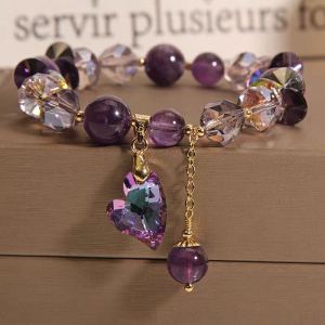 Bracelet cristal cœur améthyste femme bijou élégant