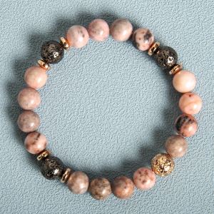 Bracelet perles pierre naturelle zèbre hématite