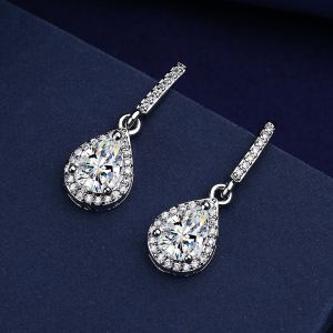 Boucles oreilles goutte zircon plaqué or