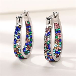 Boucles d'oreilles clip multicolores diamant style européen-américain