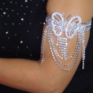 Bracelet tassel papillon, chaîne bras strass