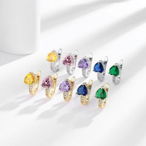 Boucles clip coeur zircon britannique simple