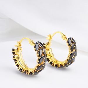 Boucles oreilles zircon noir personnalisé