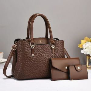 Ensemble 3 pièces texture tissée grande capacité sac bandoulière