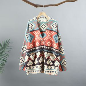 Cardigan col V ample vêtement extérieur femme