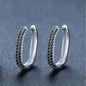 Boucles d'oreilles zircon noir style français