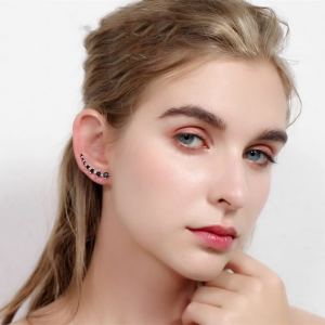 Boucles oreilles zircon noir brillant rond long