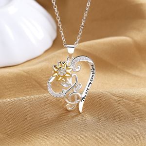 Collier chaîne clavicule tournesol cœur pastoral