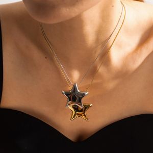 Collier acier inoxydable étoile plaqué or 18K