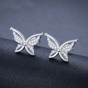 Boucles papillon strass zircon plaqué cuivre