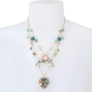 Collier perles cœur multicouche bohème fait main pour femme