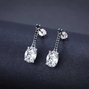 Boucles oreilles zircon ovale plaquées cuivre