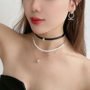 Collier Y crâne zirconium punk